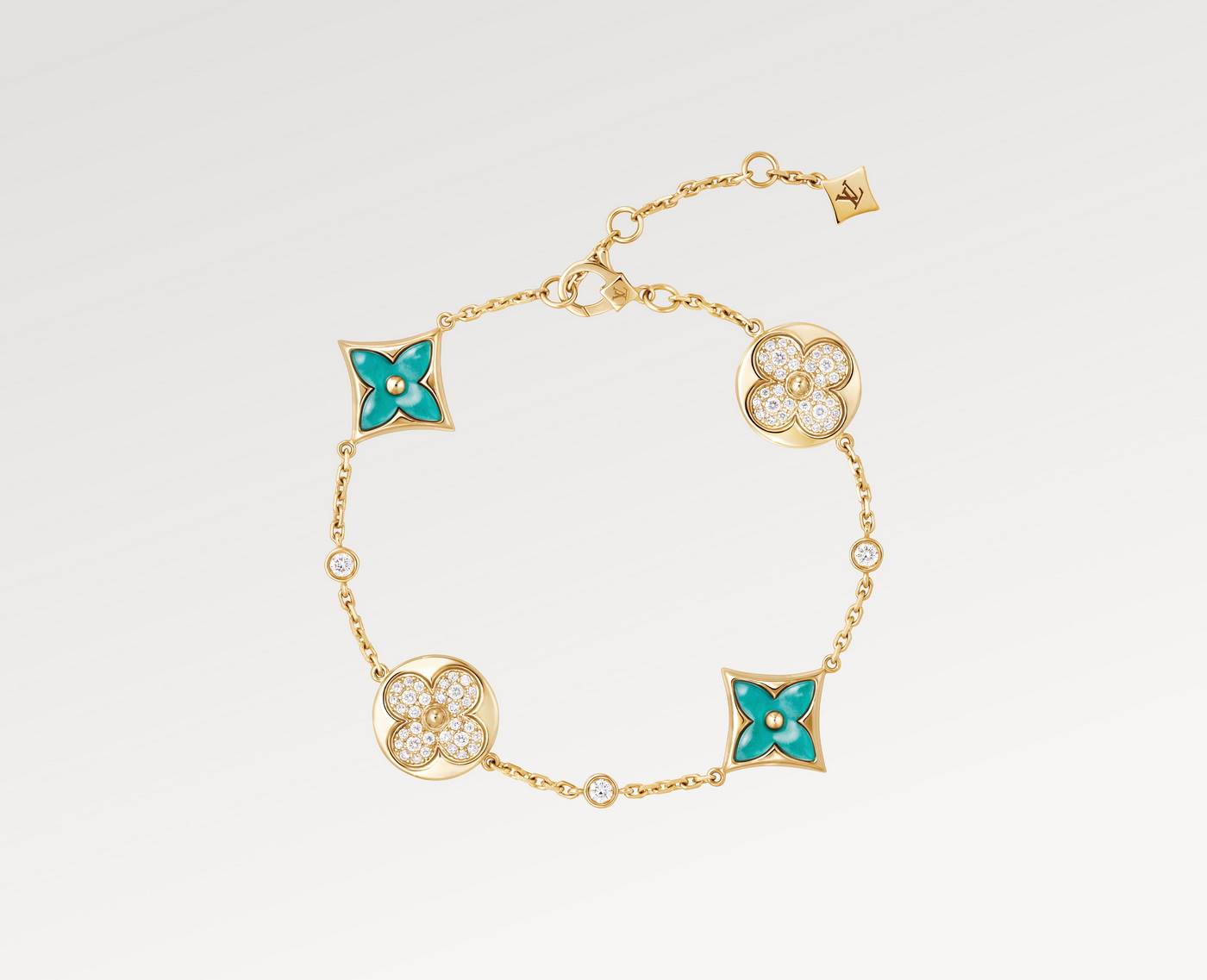 LOUIS_VUITTON_JEWELRY_-_COLOR_BLOSSOM_AMAZONITE_4_MOTIFS_BRACELET_IN_YELLOW_GOLD_AND_DIAMONDS