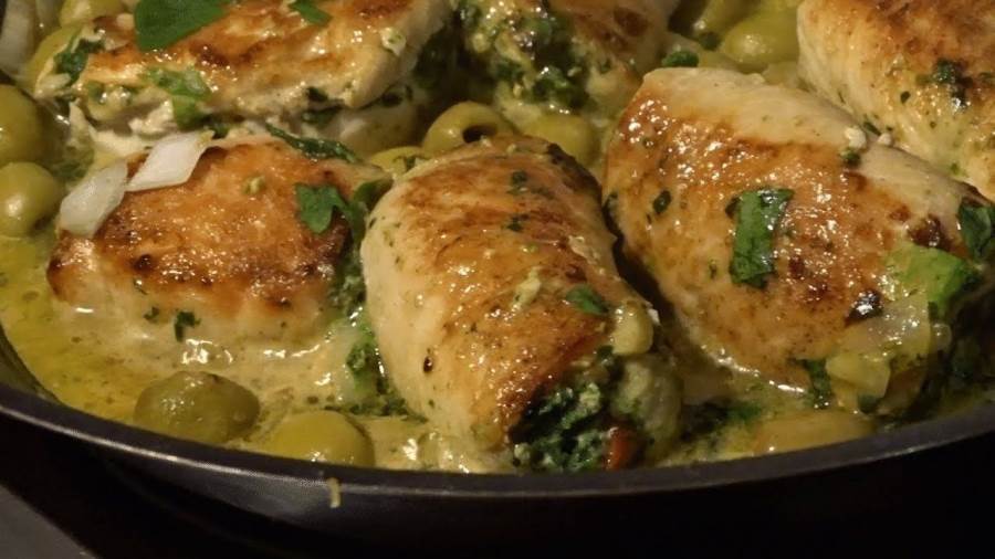دجاج بالسبانخ والكريمة