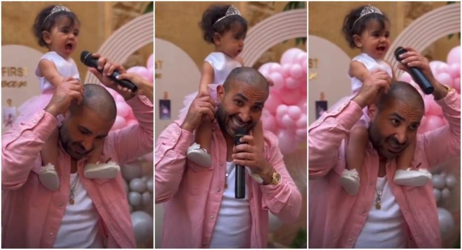  ابنة أحمد سعد تغني مع والدها في عيد ميلادها الأول (فيديو)