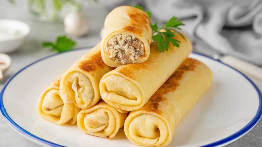 طريقة عمل كريب الدجاج والفطر في دقائق