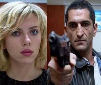  عمرو واكد مع سكارليت جوهانسون في إعلان "Lucy"