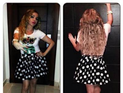  بالصور .. رزان مغربي حافية .. والهواء يرفع فستانها بحفل عمرو دياب 