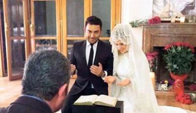 صورة نجمة مسلسل "على مر الزمان" ترتدي الحجاب وتشهر إسلامها في حفل زفافها