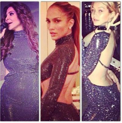 إليسا بنفس ثوب جينفر لوبيز والعارضة الفلسطينية جيجي .. لكن بنسخة محتشمة