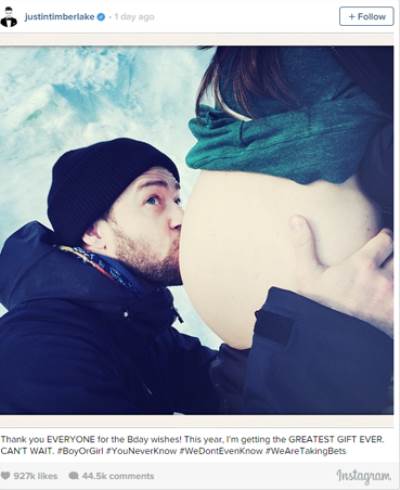 صورة جستن تمبرليك يعلن عن حصوله على لقب "أب" قريبا