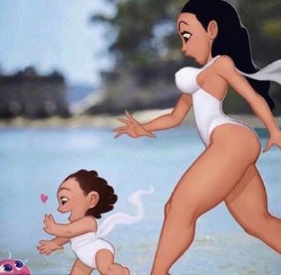 كيم كارداشيان وإبنتها تتحولان إلى شخصيتين كرتونيتين مضحكتين