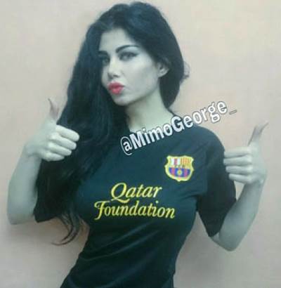  شاهد ملكة جمال مصر تشجع "برشلونة" على طريقتها!!