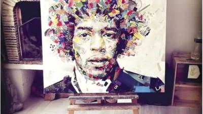 رسامة فرنسية تحول كلمات الجرائد وقصاصات المجلات إلى"لوحات المشاهير"