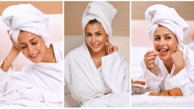 جلسة تصوير غريبة لـ"جنات" برداء الحمام!