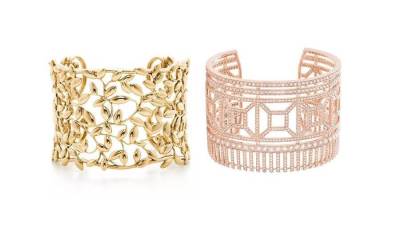 موديلات أساور ذهبية عريضة منقوشة من أشهر دور المجوهرات العالمية