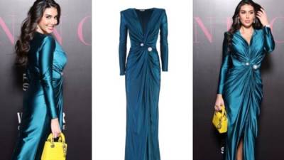  ياسمين صبري  أزرق بترولي من ELISABETTA FRANCHI ضمن فعاليات مهرجان البحر الأحمر السينمائي