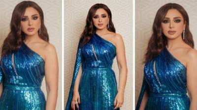  أنغام تتألق بفستان أزرق لامع من تصميم إيلي صعب في احتفالات تحرير سيناء