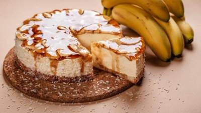 طريقة عمل تشيز كيك الموز بالكراميل بدون فرن